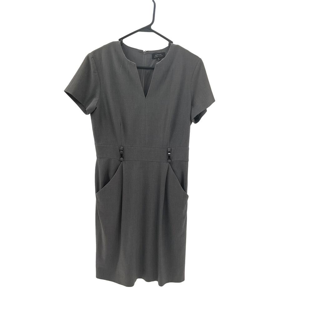 Tahari Arthur Lavigne Grey Dress with Pockets Size 8